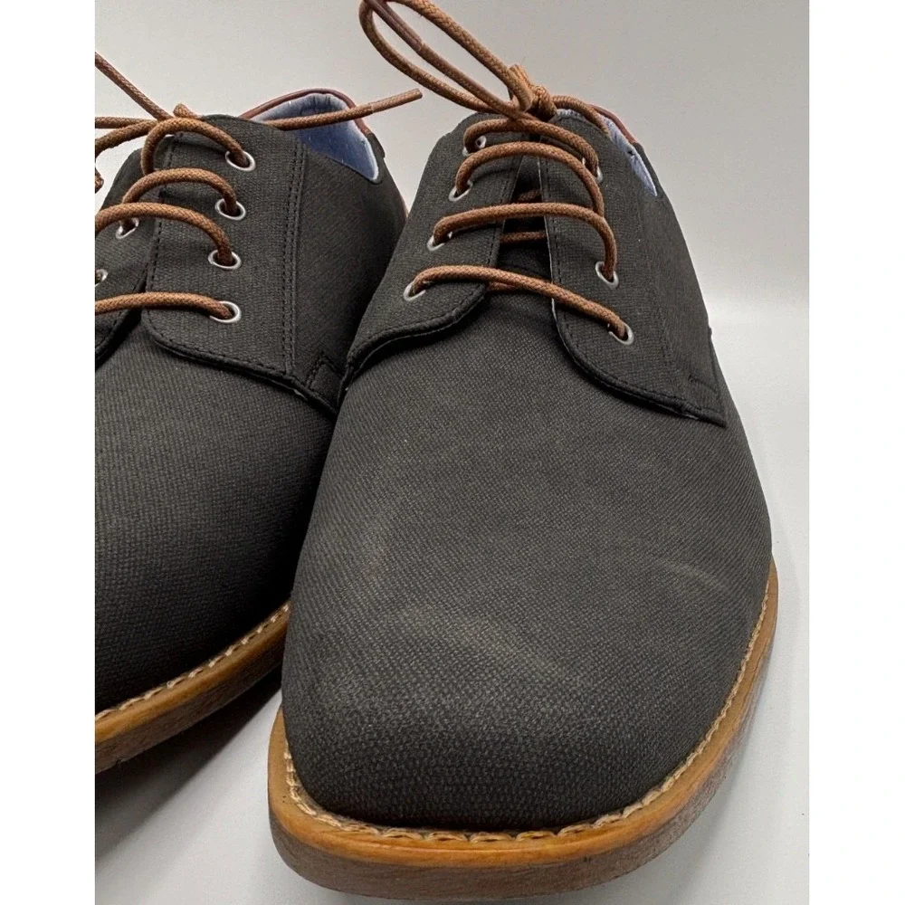 Perry Ellis Portfolio Men's Canvas Derby Oxford Shoes Gray Sz 13 Casual Lace-Up